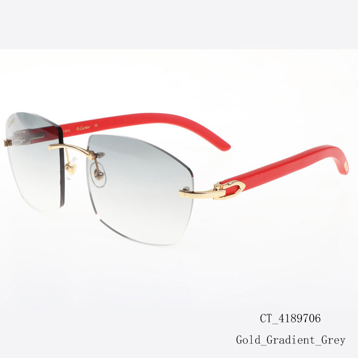 Cartier CT 4189706 Red Wood Sunglasses In Gold Gradient Grey - DesignerGu