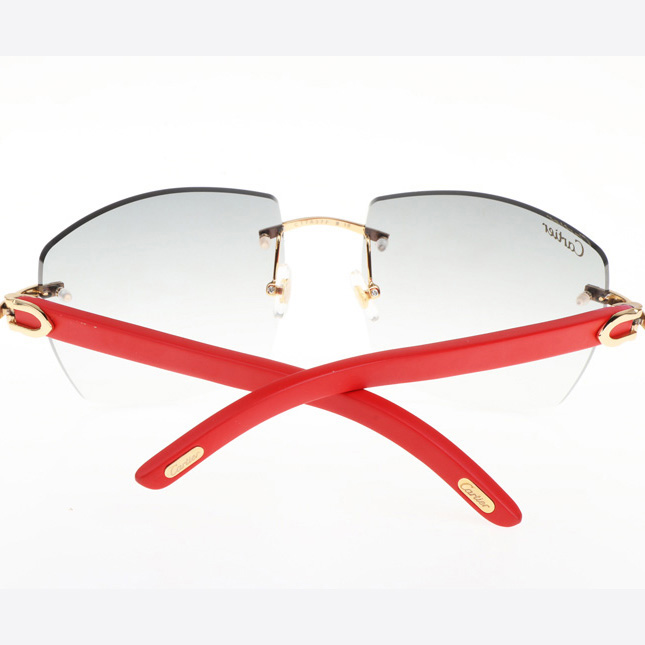 Cartier CT 4189706 Red Wood Sunglasses In Gold Gradient Grey - DesignerGu
