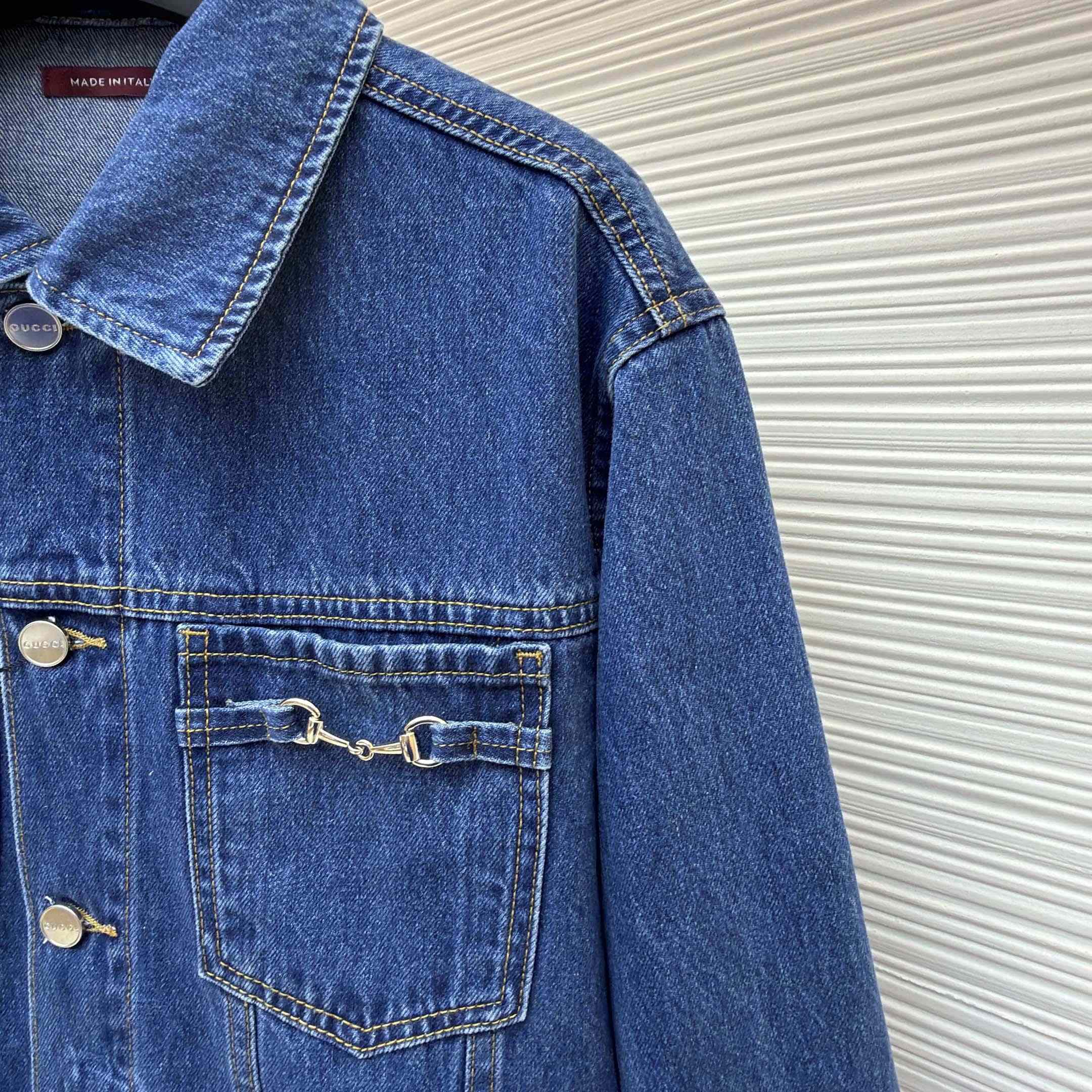 Gucci Cotton Denim Jacket With Horsebit - DesignerGu