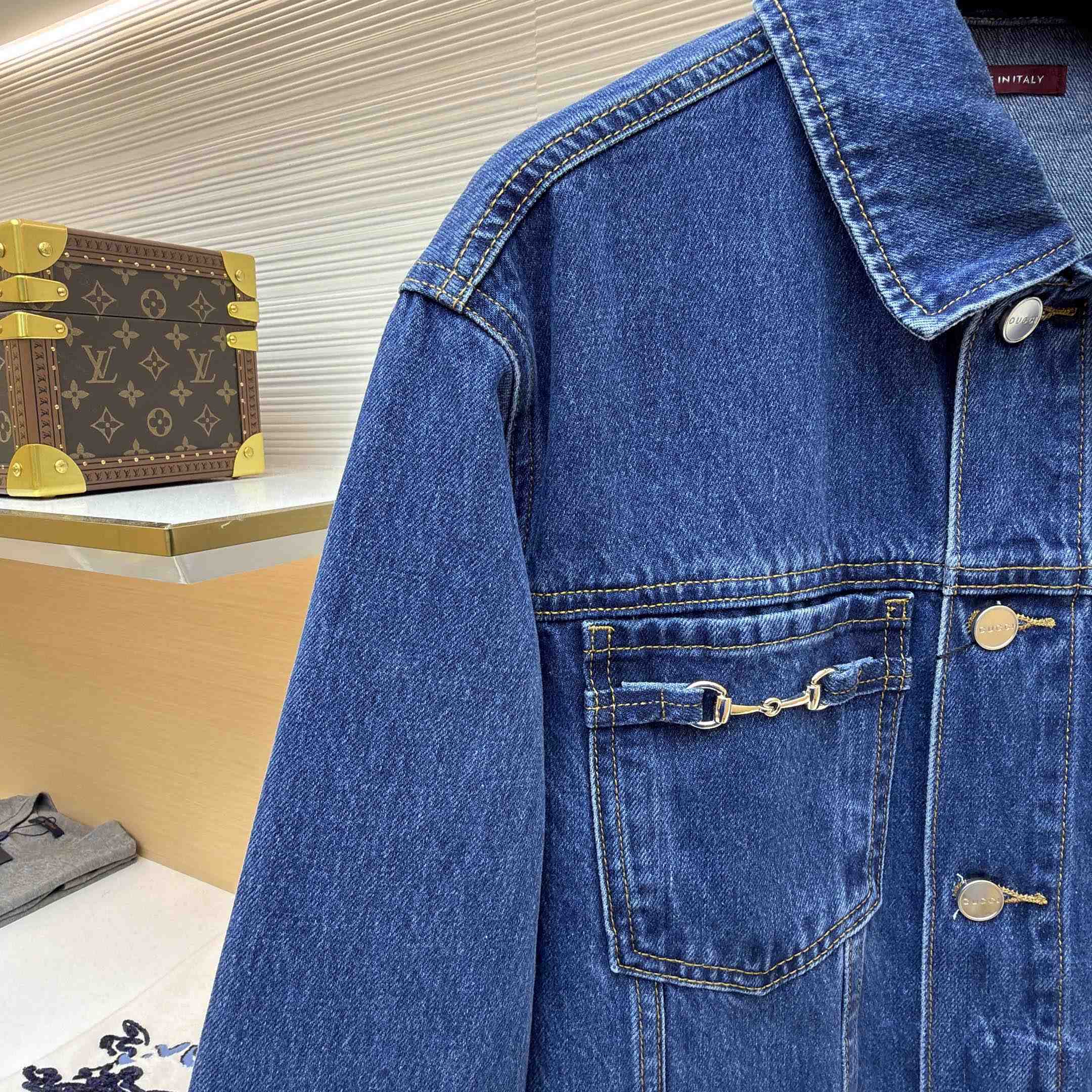 Gucci Cotton Denim Jacket With Horsebit - DesignerGu