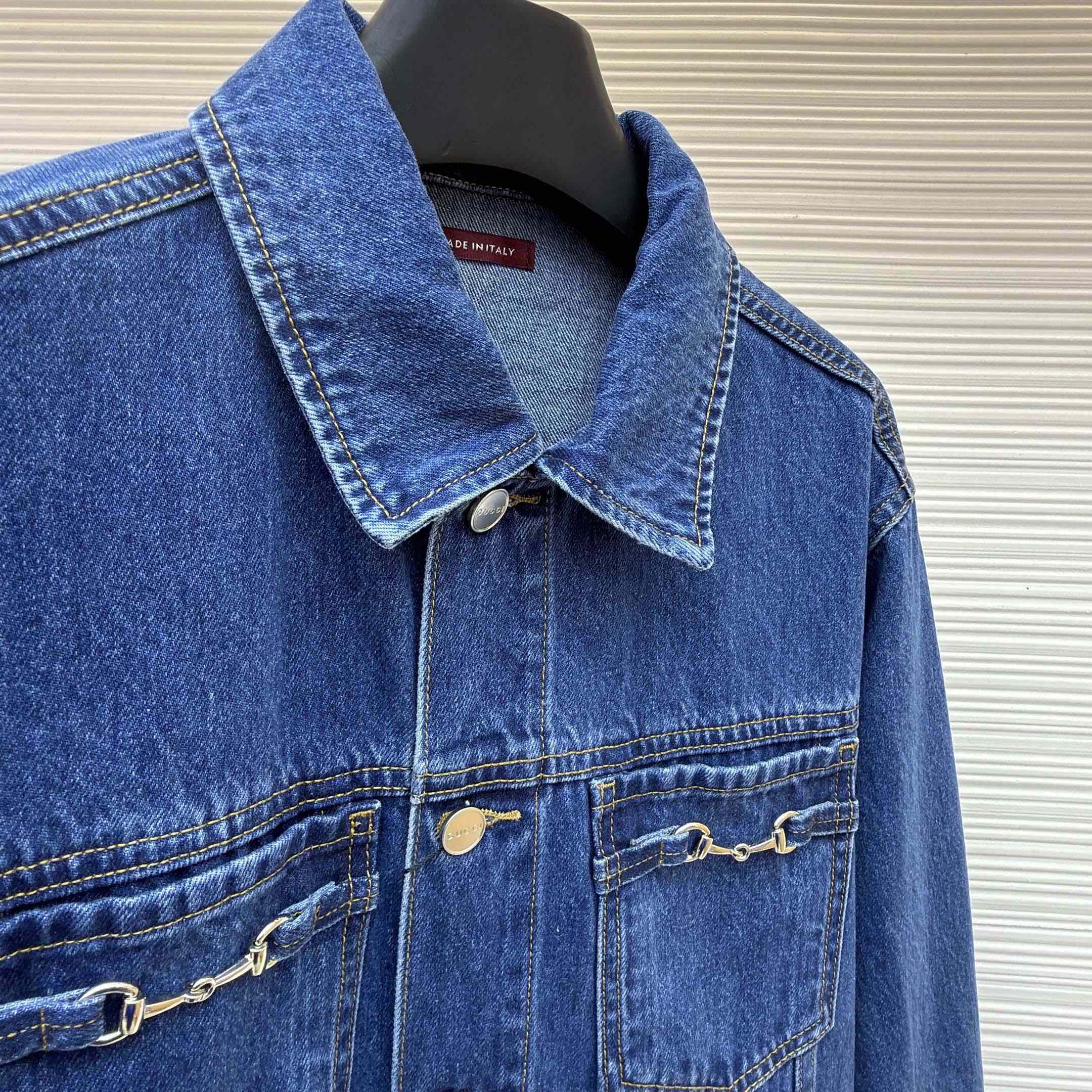 Gucci Cotton Denim Jacket With Horsebit - DesignerGu