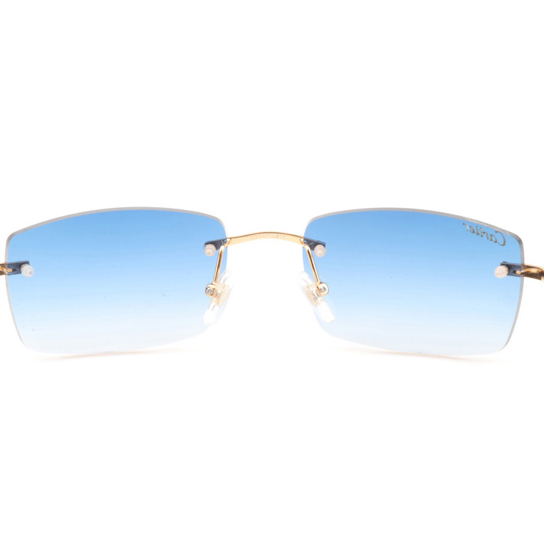 Cartier CT 3524012 Wood Sunglasses In Gold Gradient Blue - DesignerGu