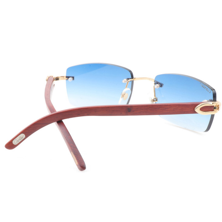 Cartier CT 3524012 Wood Sunglasses In Gold Gradient Blue - DesignerGu