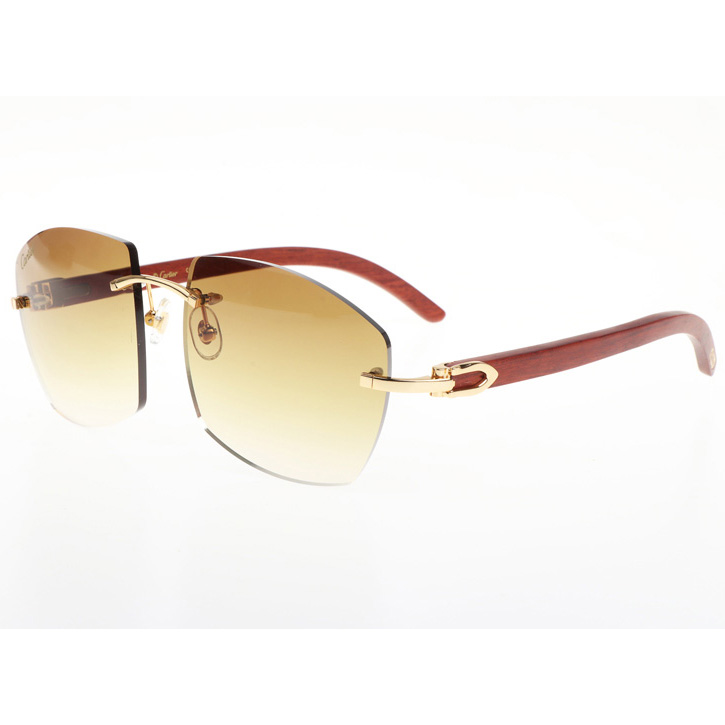 Cartier CT 4189706 Wood Sunglasses In Gold Gradient Brown - DesignerGu