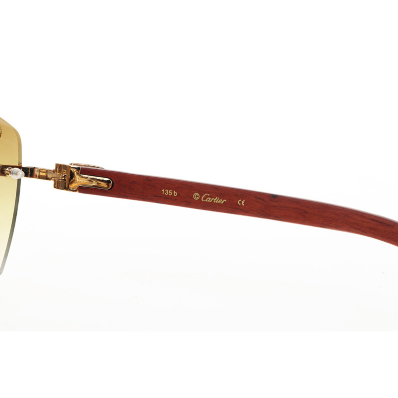 Cartier CT 4189706 Wood Sunglasses In Gold Gradient Brown - DesignerGu