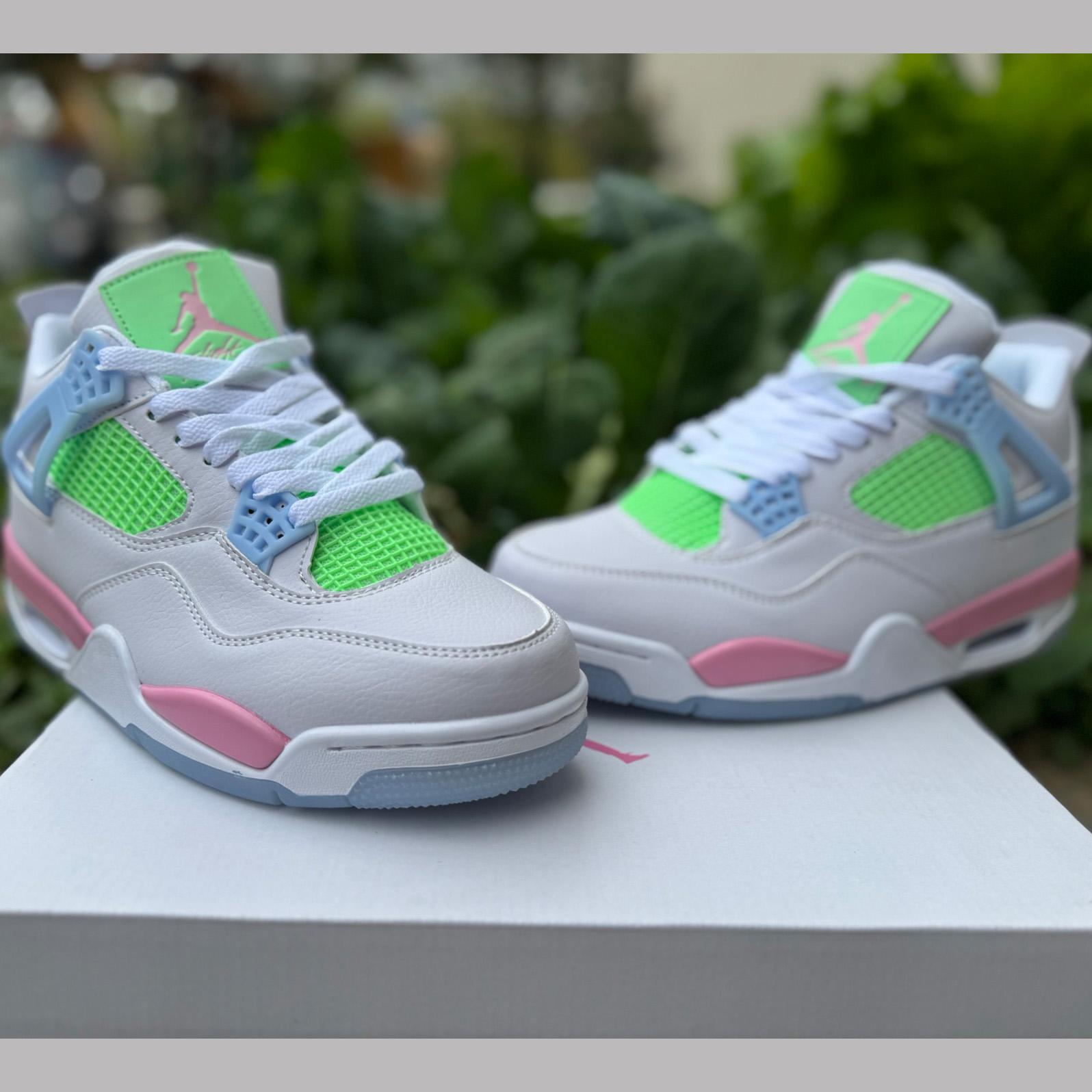 Air Jordan 4 Retro White/Blue/ Green 553560-113  - DesignerGu