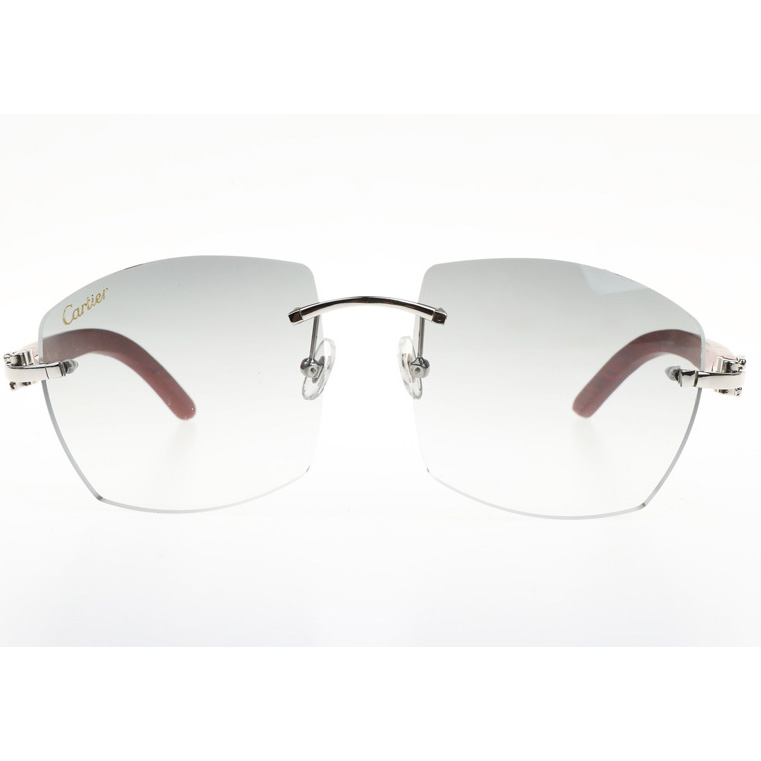 Cartier CT 4189706 Wood Sunglasses In Silver Gradient Grey - DesignerGu
