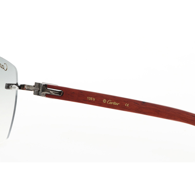 Cartier CT 4189706 Wood Sunglasses In Silver Gradient Grey - DesignerGu