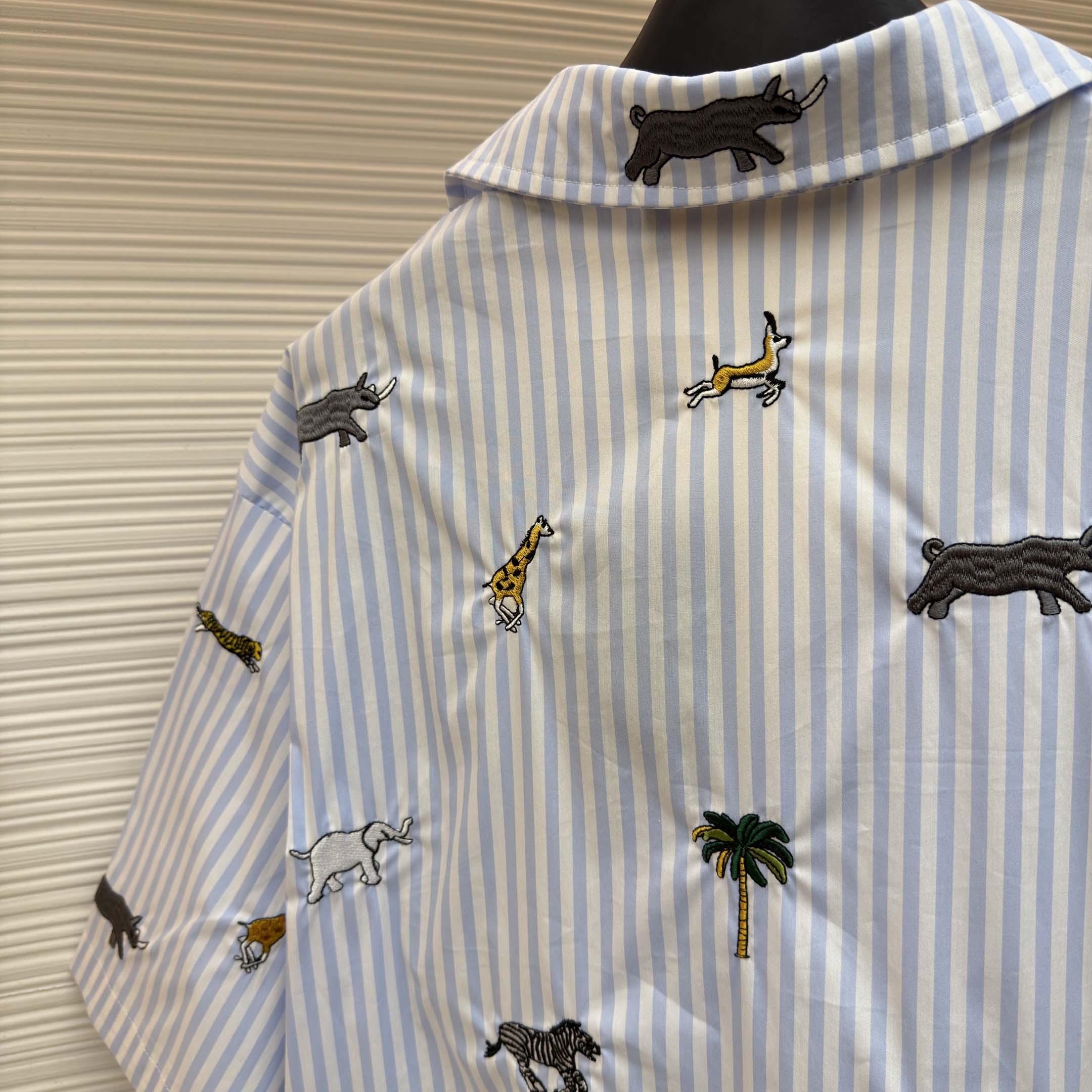 Louis Vuitton LV x The Darjeeling Limited Embroidered Striped Short Shirt     1AJUX6 - DesignerGu