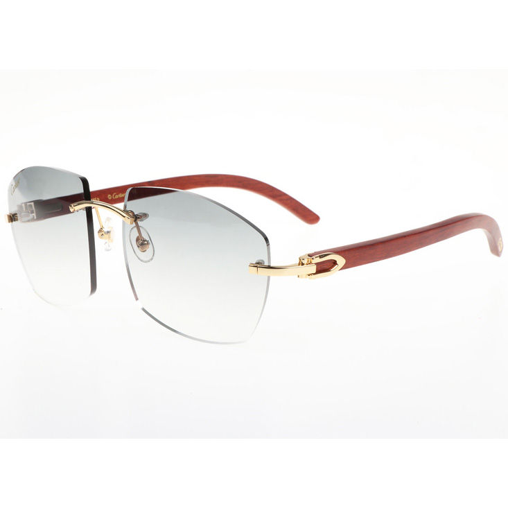 Cartier CT 4189706 Wood Sunglasses In Gold Gradient Grey - DesignerGu