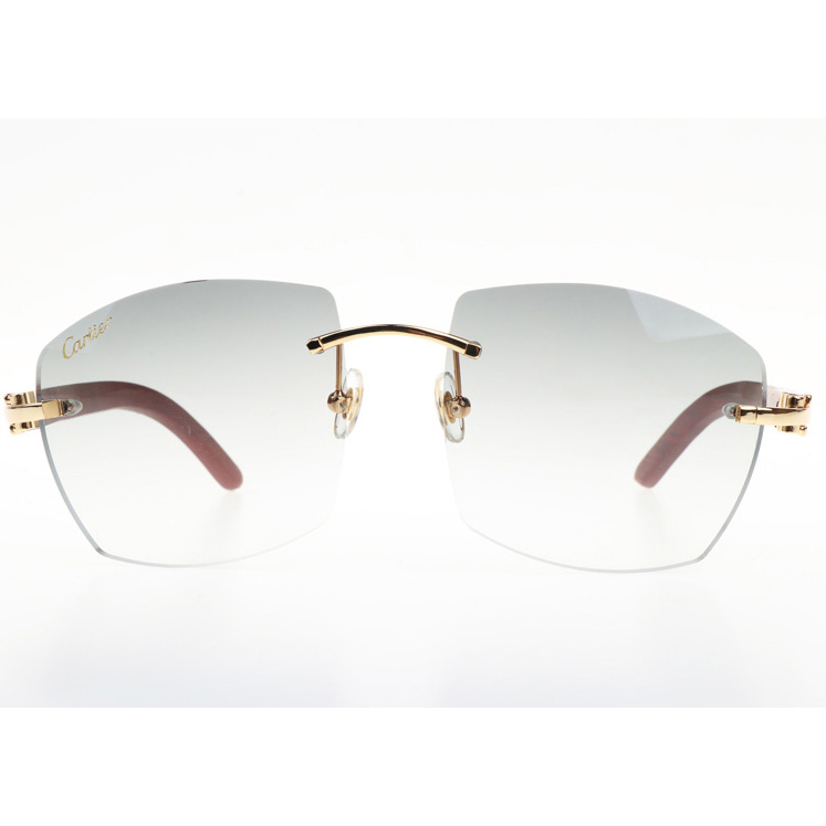 Cartier CT 4189706 Wood Sunglasses In Gold Gradient Grey - DesignerGu