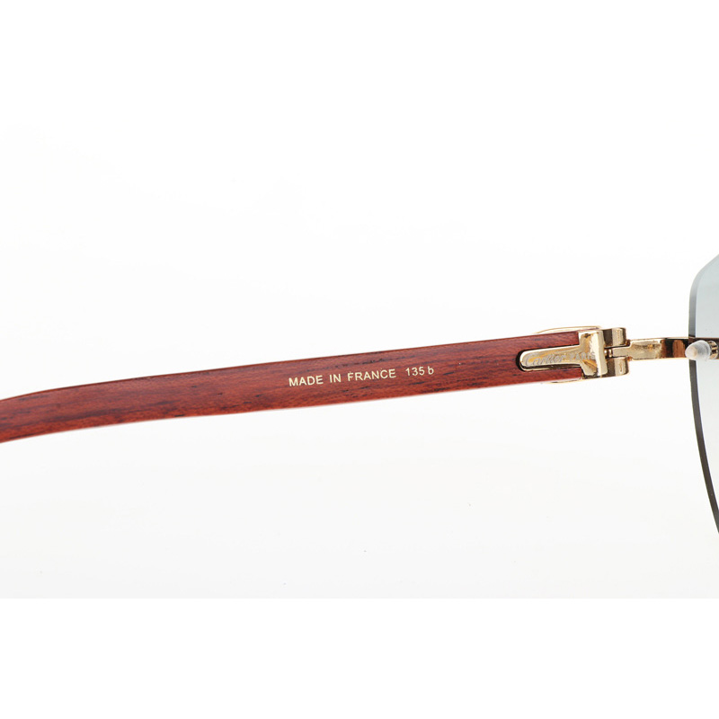 Cartier CT 4189706 Wood Sunglasses In Gold Gradient Grey - DesignerGu