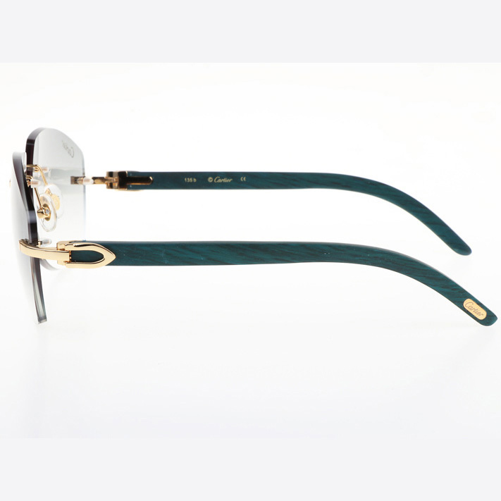 Cartier CT 4189706 Green Wood Sunglasses In Gold Gradient Grey - DesignerGu