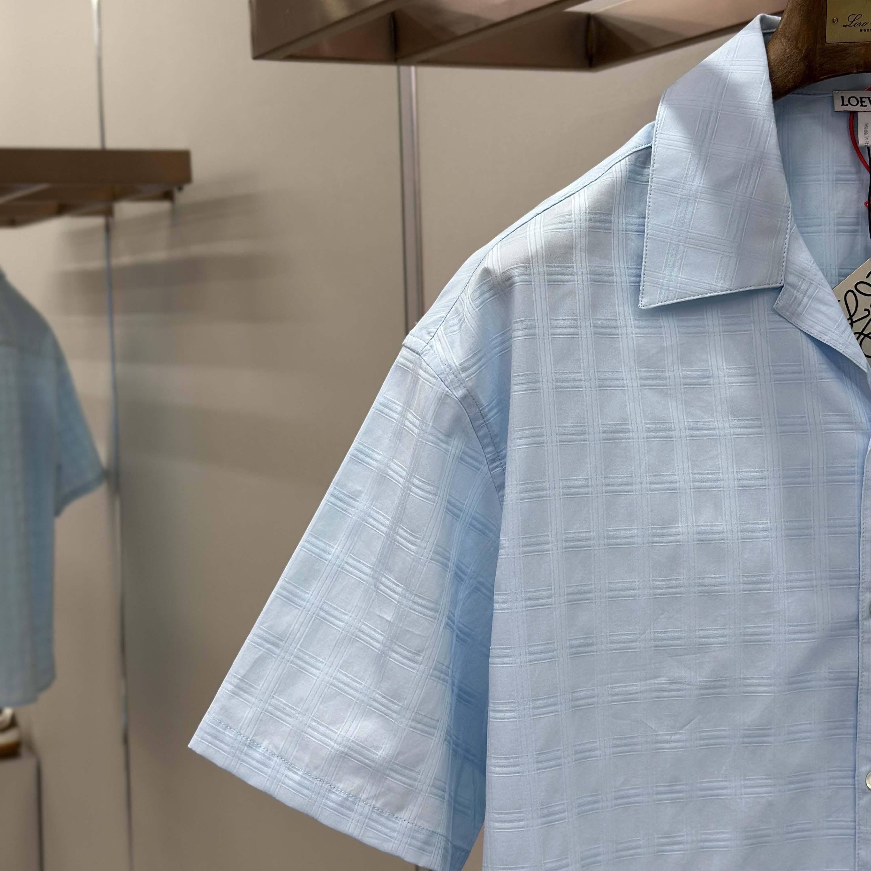 Loewe Short Sleeve Shirt in Cotton Blue - DesignerGu