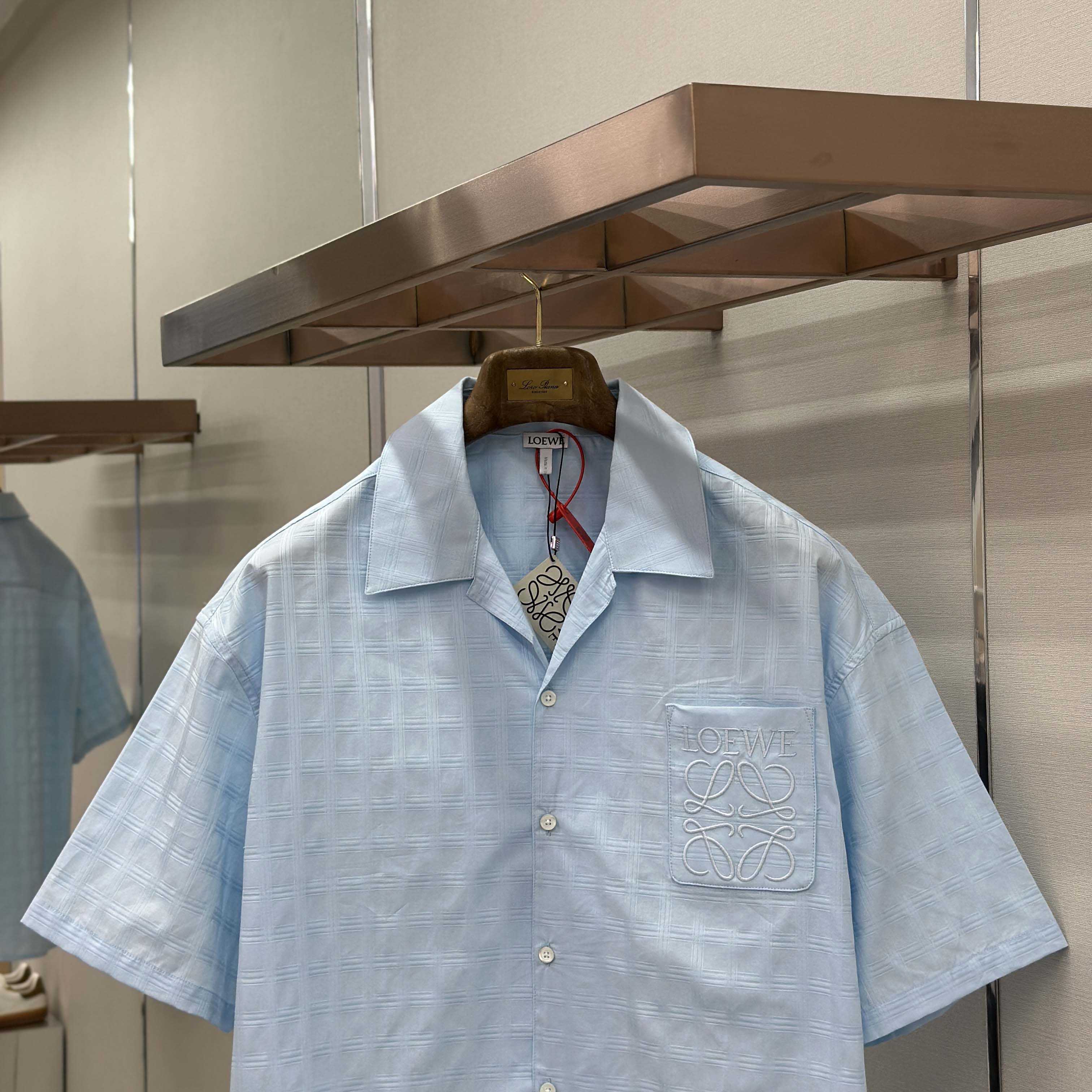 Loewe Short Sleeve Shirt in Cotton Blue - DesignerGu
