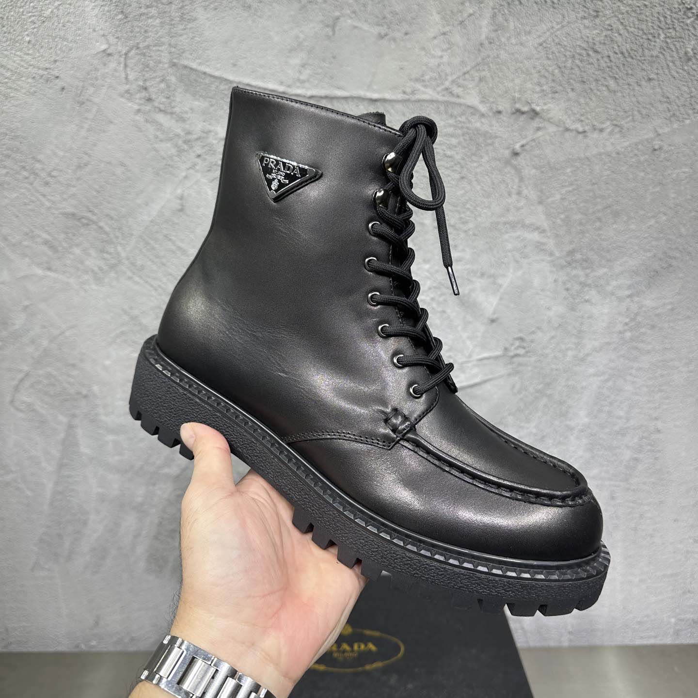 Prada Lace-up Lug-sole Boots - DesignerGu