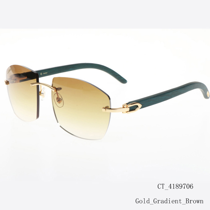 Cartier CT 4189706 Green Wood Sunglasses In Gold Gradient Brown - DesignerGu