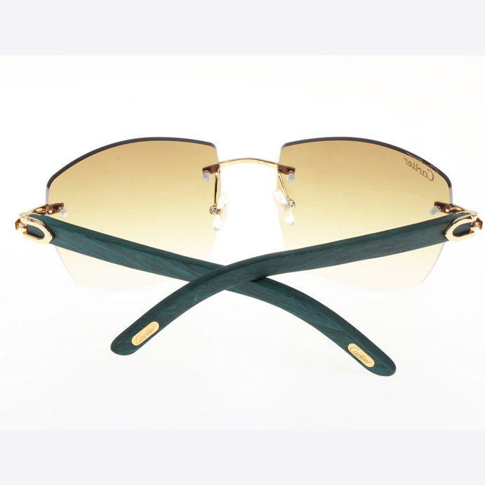 Cartier CT 4189706 Green Wood Sunglasses In Gold Gradient Brown - DesignerGu