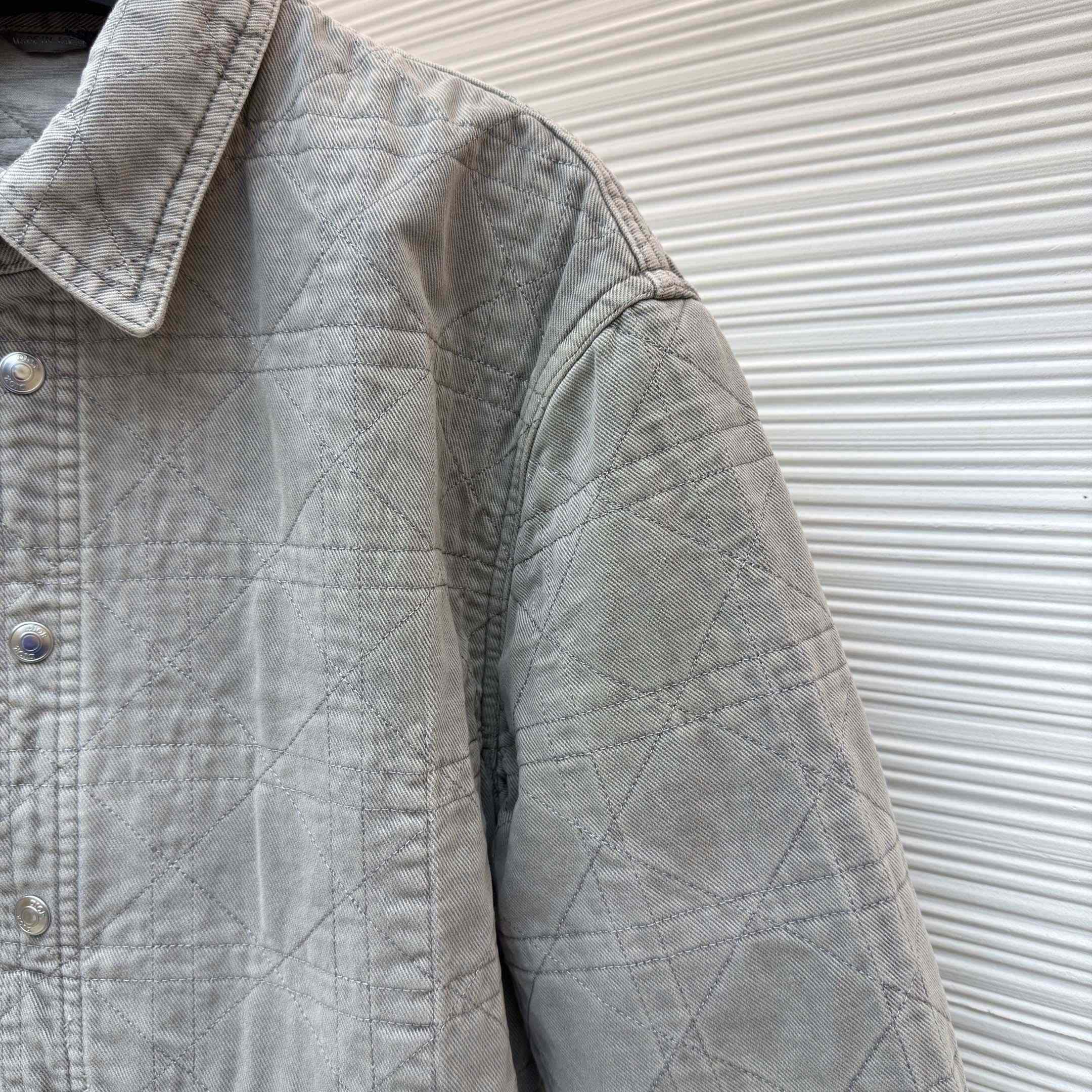 Dior Cannage Overshirt Gray Cotton Twill - DesignerGu