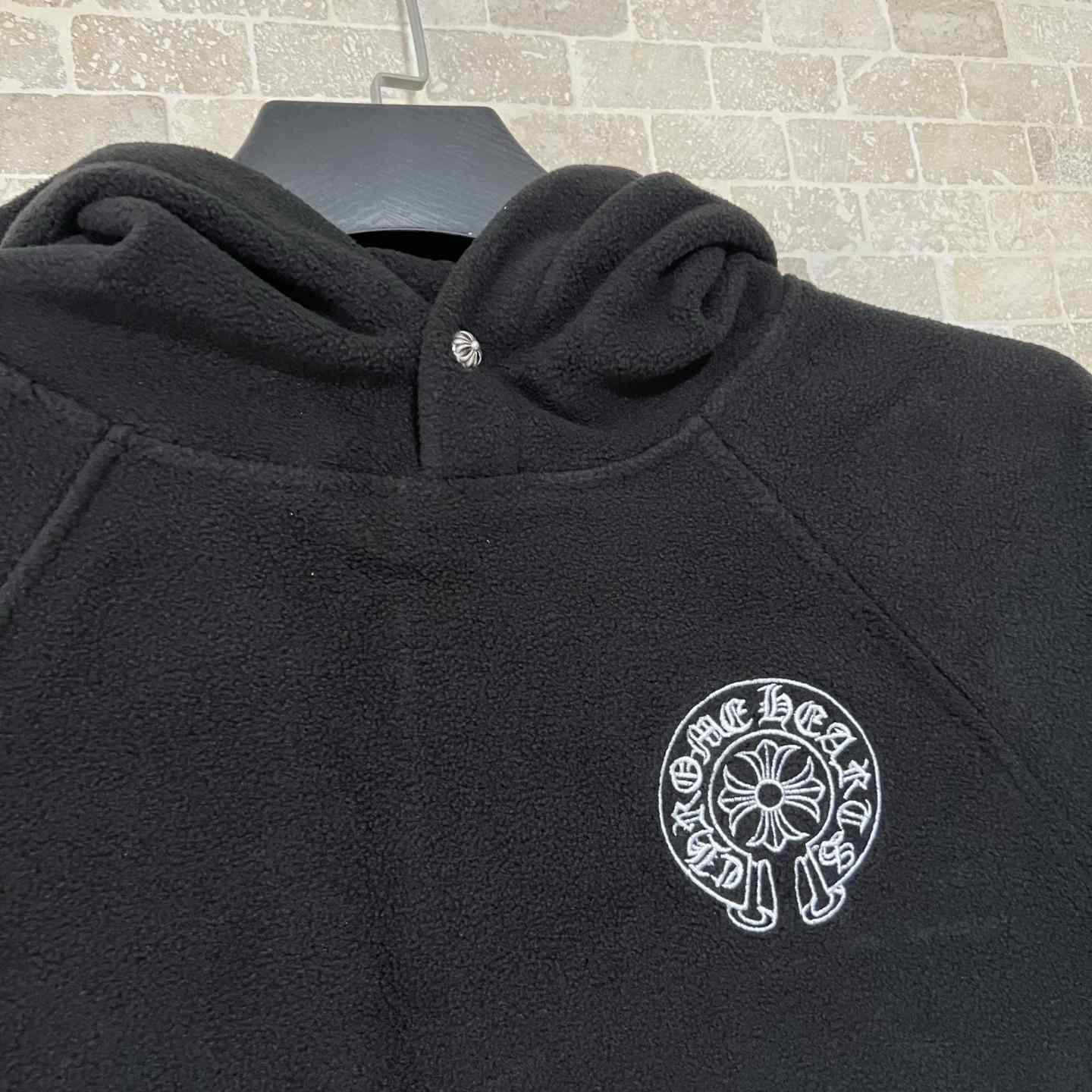 Chrome Hearts Horseshoe Embroidered Silver Button Polar Fleece Hoodie - DesignerGu