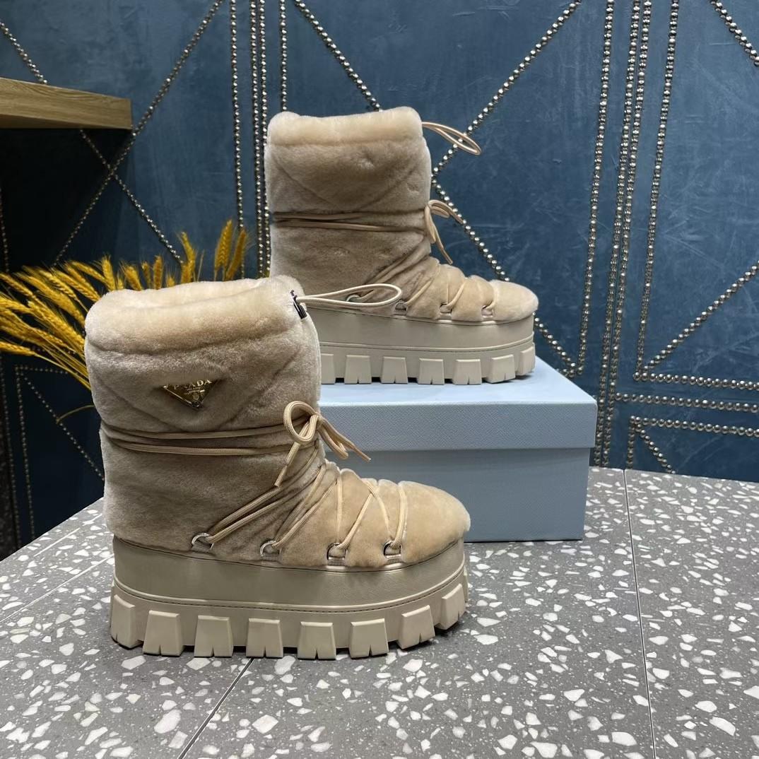Prada Shearling Après Ski Booties - DesignerGu
