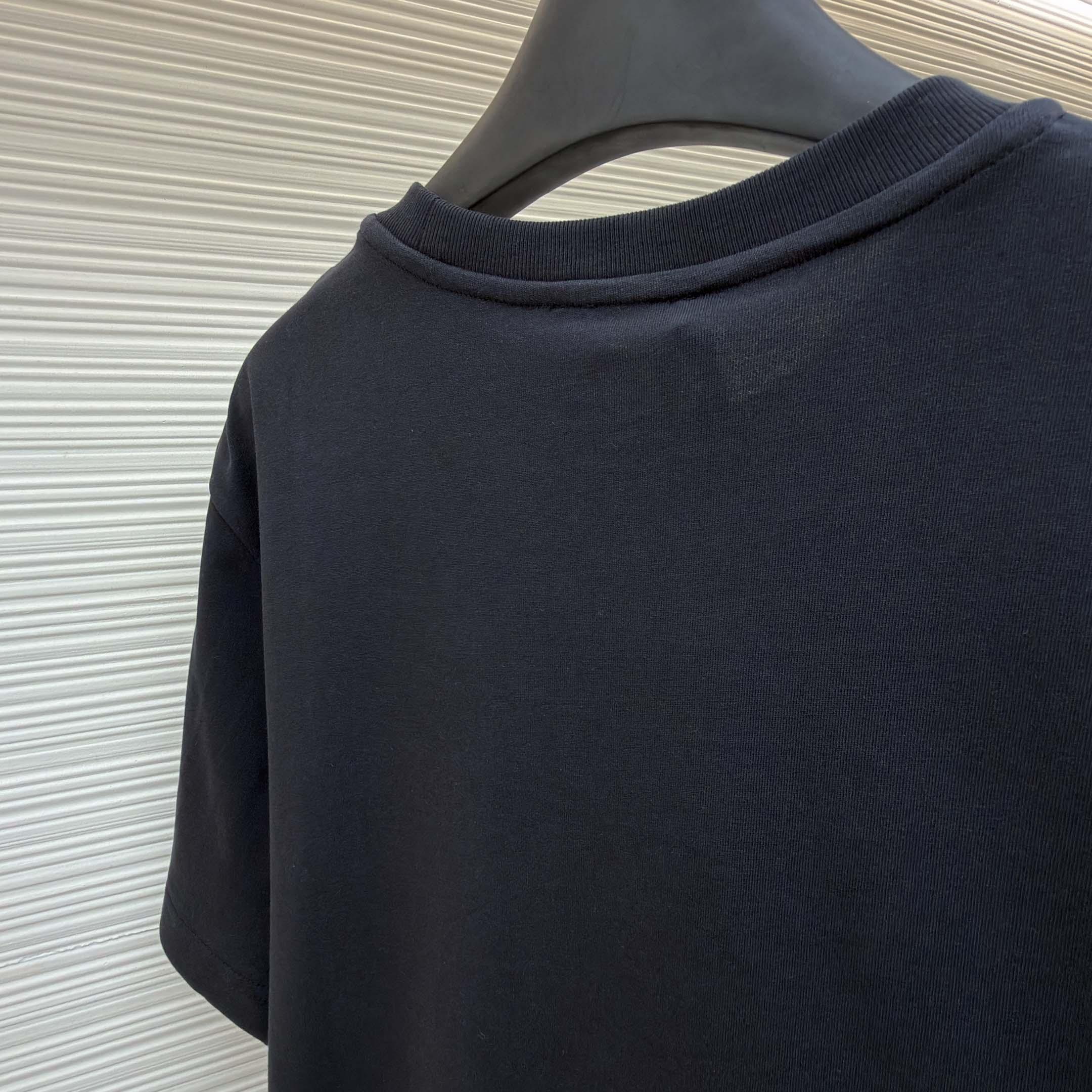 Moncler Embroidered Tricolor Logo Cotton T-Shirt - DesignerGu