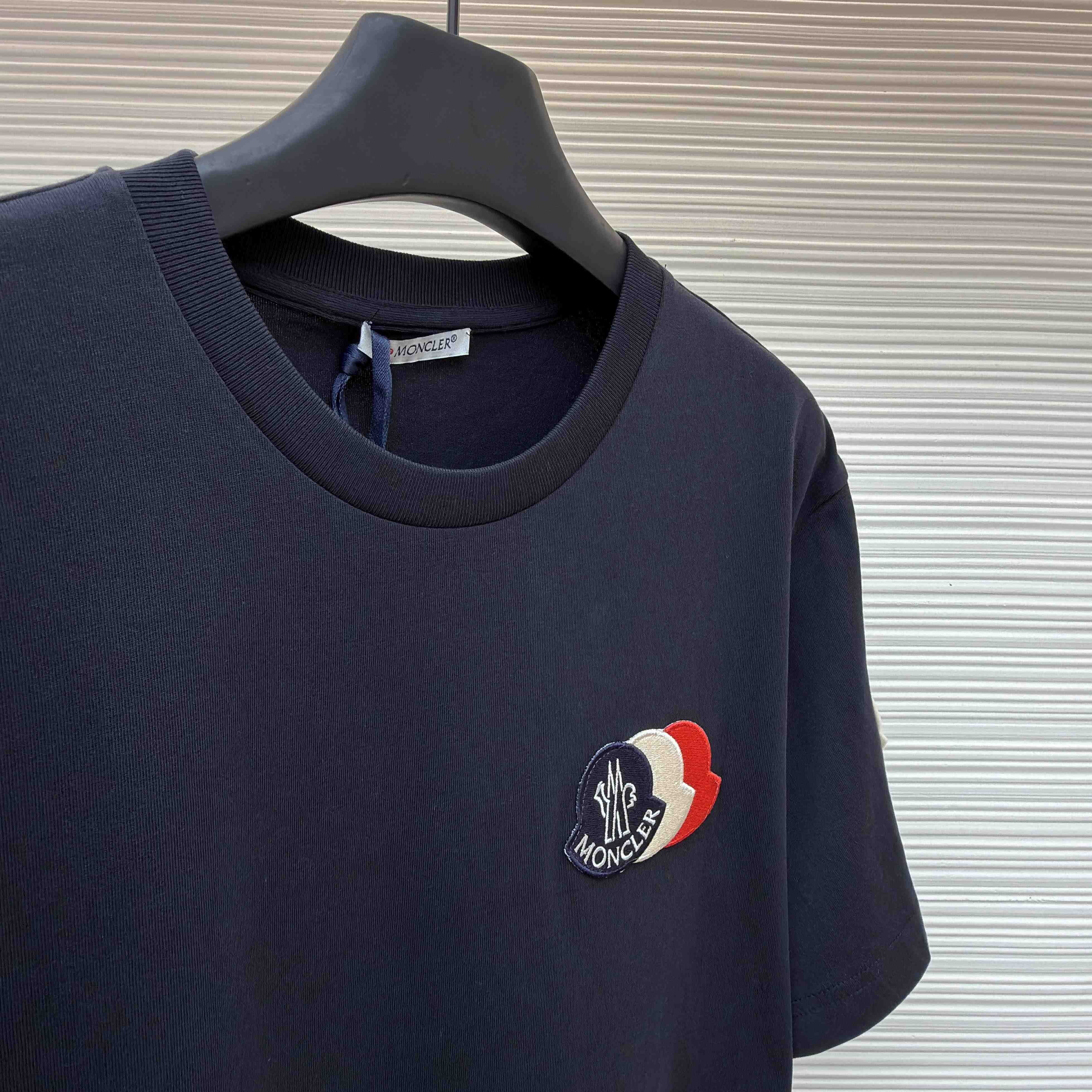 Moncler Embroidered Tricolor Logo Cotton T-Shirt - DesignerGu