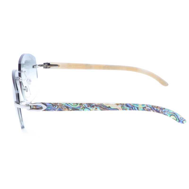 Cartier CT 4189706 Shell Mix White Buffalo Sunglasses In Silver Gradient Grey - DesignerGu