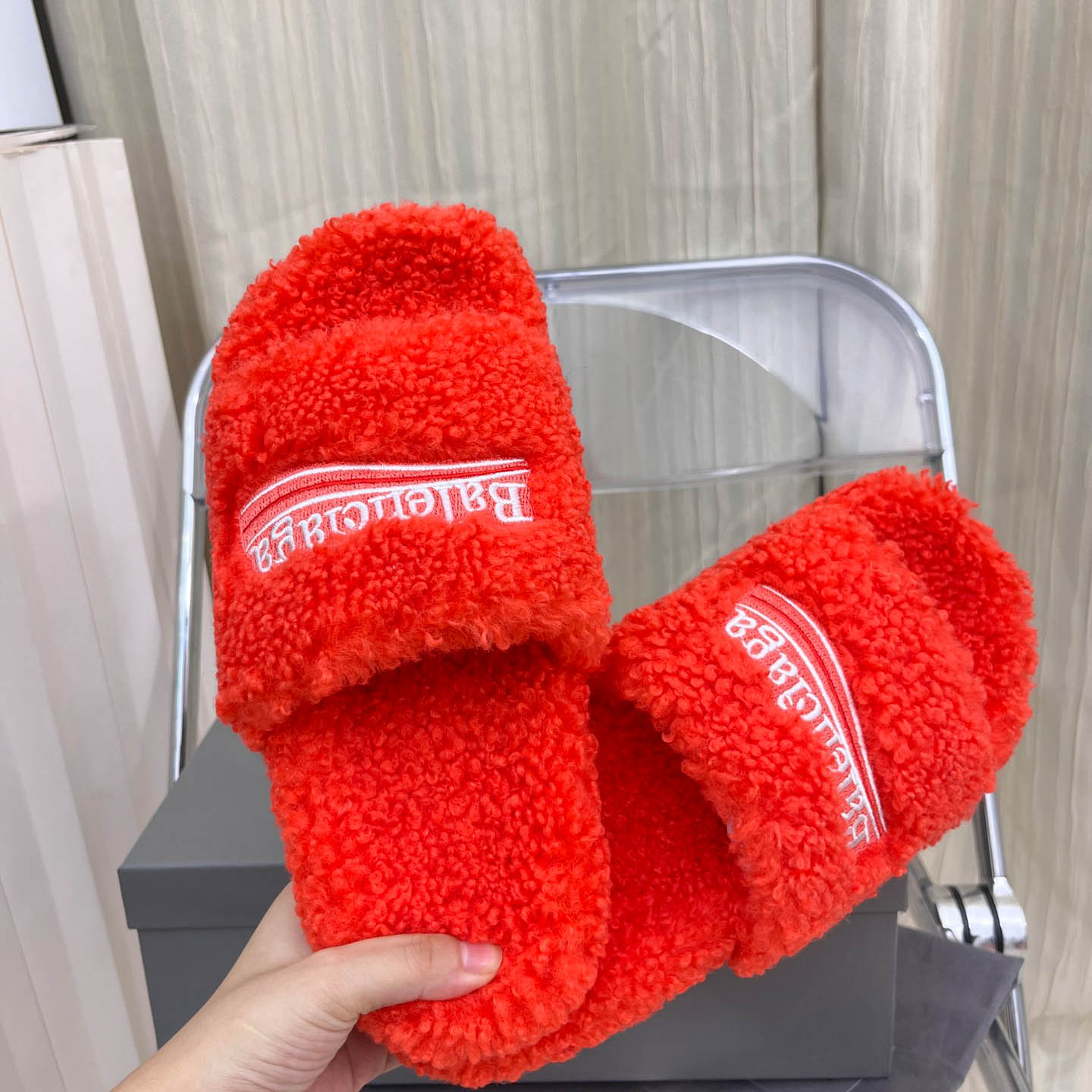 Balenciaga Furry Slide Sandals - DesignerGu