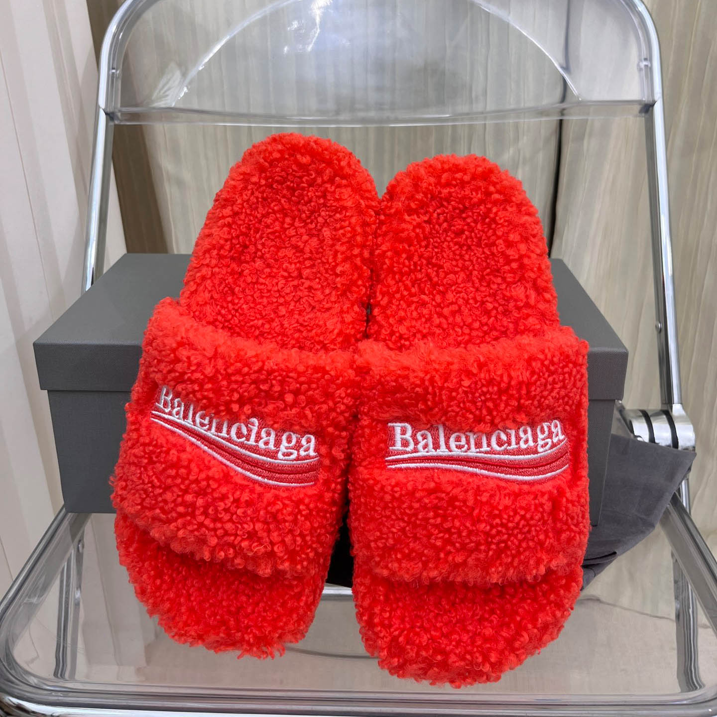 Balenciaga Furry Slide Sandals - DesignerGu