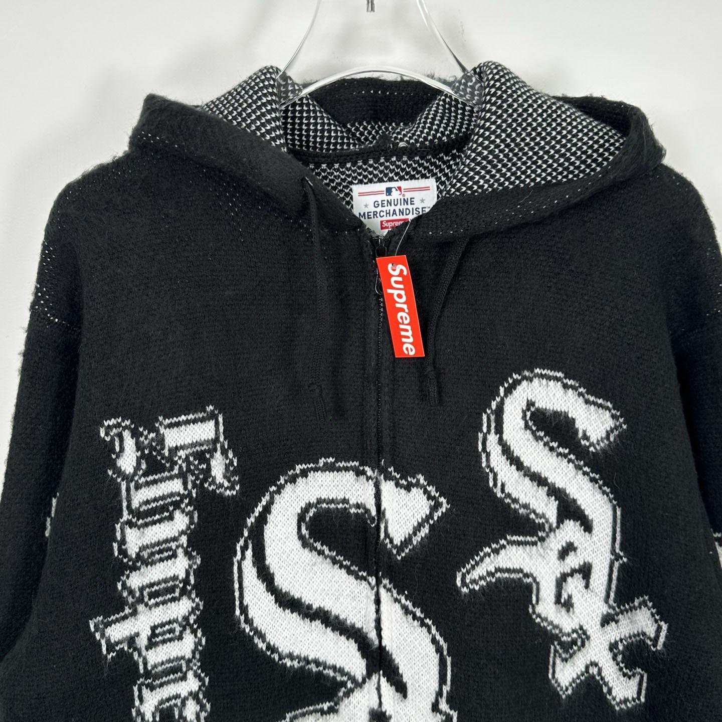  Supreme x Chicago White Sox Zip Up Hooded Sweater 'Black' - DesignerGu