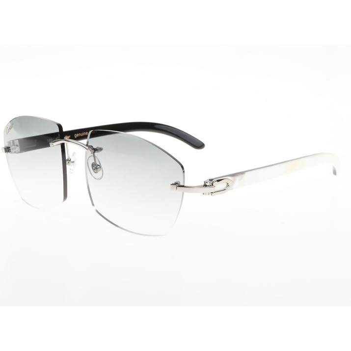 Cartier CT 4189706 White Mix Black Buffalo Sunglasses In Silver Gradient Grey - DesignerGu