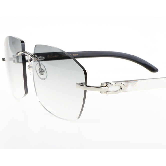 Cartier CT 4189706 White Mix Black Buffalo Sunglasses In Silver Gradient Grey - DesignerGu