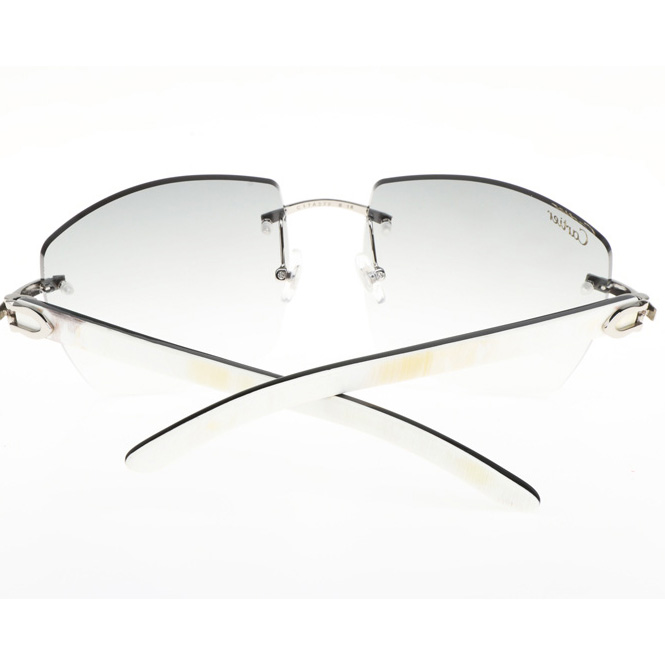 Cartier CT 4189706 White Mix Black Buffalo Sunglasses In Silver Gradient Grey - DesignerGu