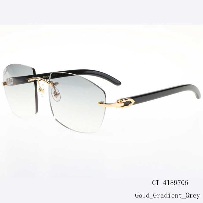 Cartier CT 4189706 Black Buffalo Sunglasses In Gold Gradient Grey - DesignerGu