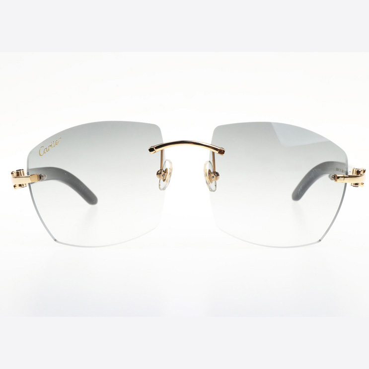 Cartier CT 4189706 Black Buffalo Sunglasses In Gold Gradient Grey - DesignerGu