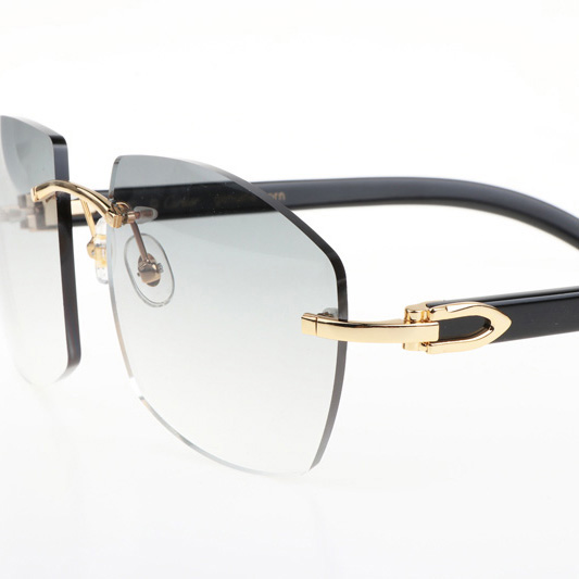Cartier CT 4189706 Black Buffalo Sunglasses In Gold Gradient Grey - DesignerGu