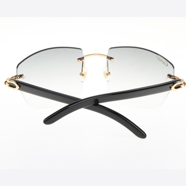 Cartier CT 4189706 Black Buffalo Sunglasses In Gold Gradient Grey - DesignerGu