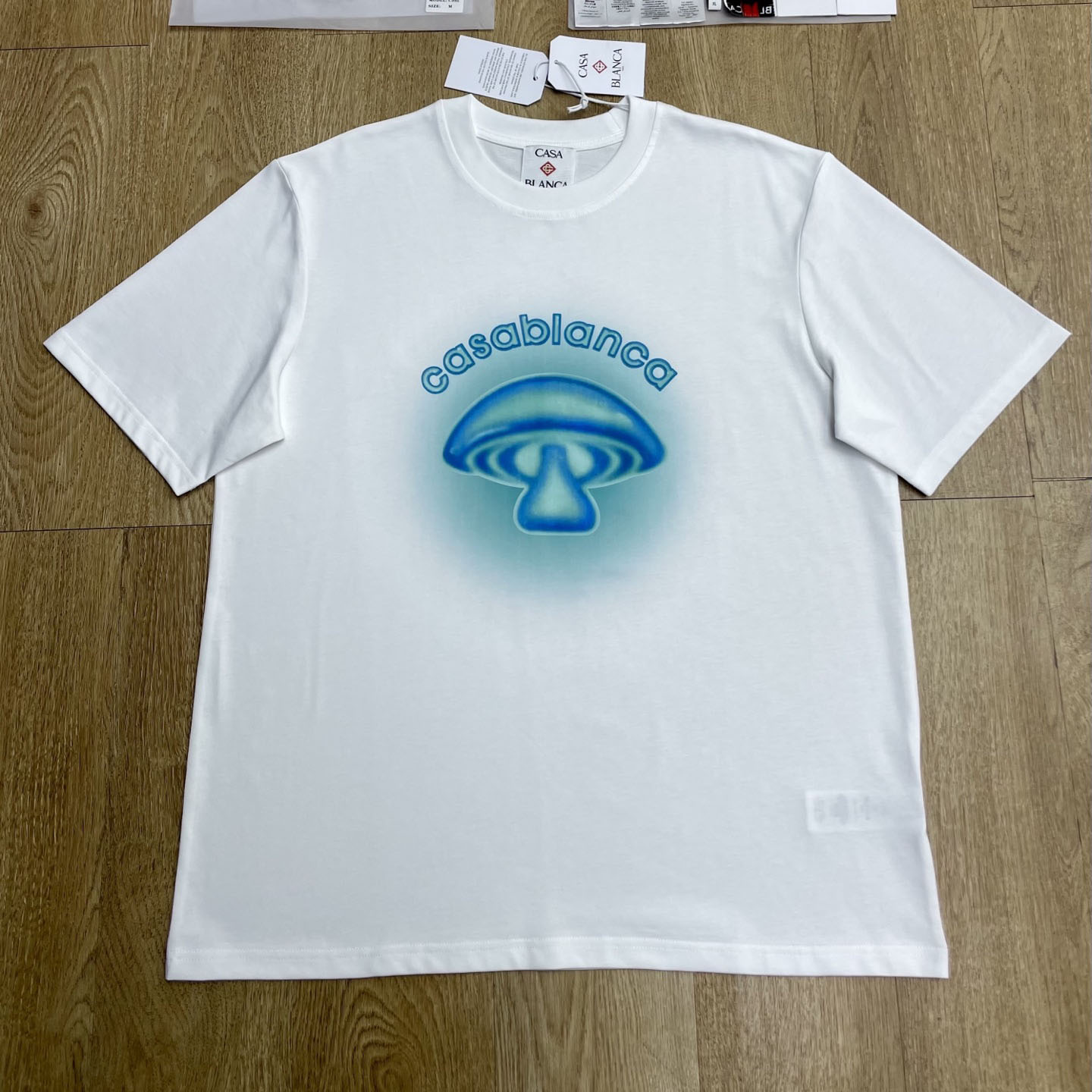Casablanca White  Airbrush Mushroom Logo Short Sleeve T‑shirt C1126 - DesignerGu