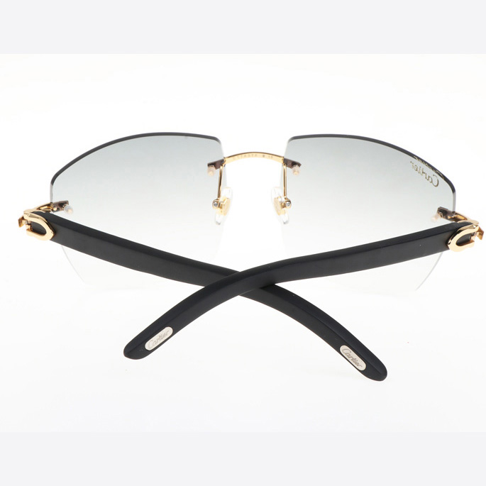 Cartier CT 4189706 Black Wood Sunglasses In Gold Gradient Grey - DesignerGu