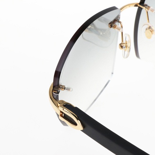 Cartier CT 4189706 Black Wood Sunglasses In Gold Gradient Grey - DesignerGu