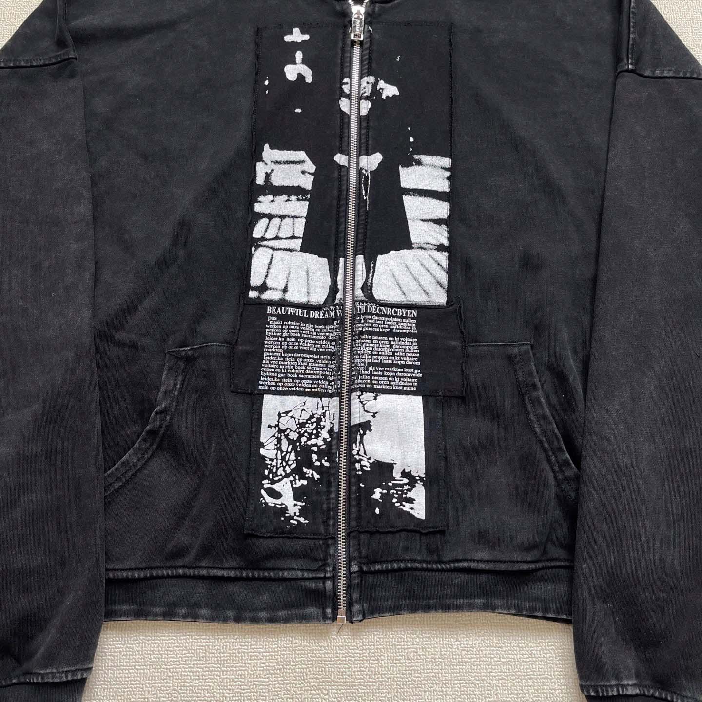 Enfants Riches Déprimés  Artist Defends Baggy Assemblage Zip Hoodie 'Faded Black' - DesignerGu