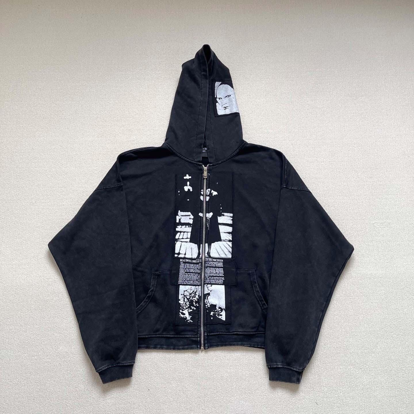 Enfants Riches Déprimés  Artist Defends Baggy Assemblage Zip Hoodie 'Faded Black' - DesignerGu
