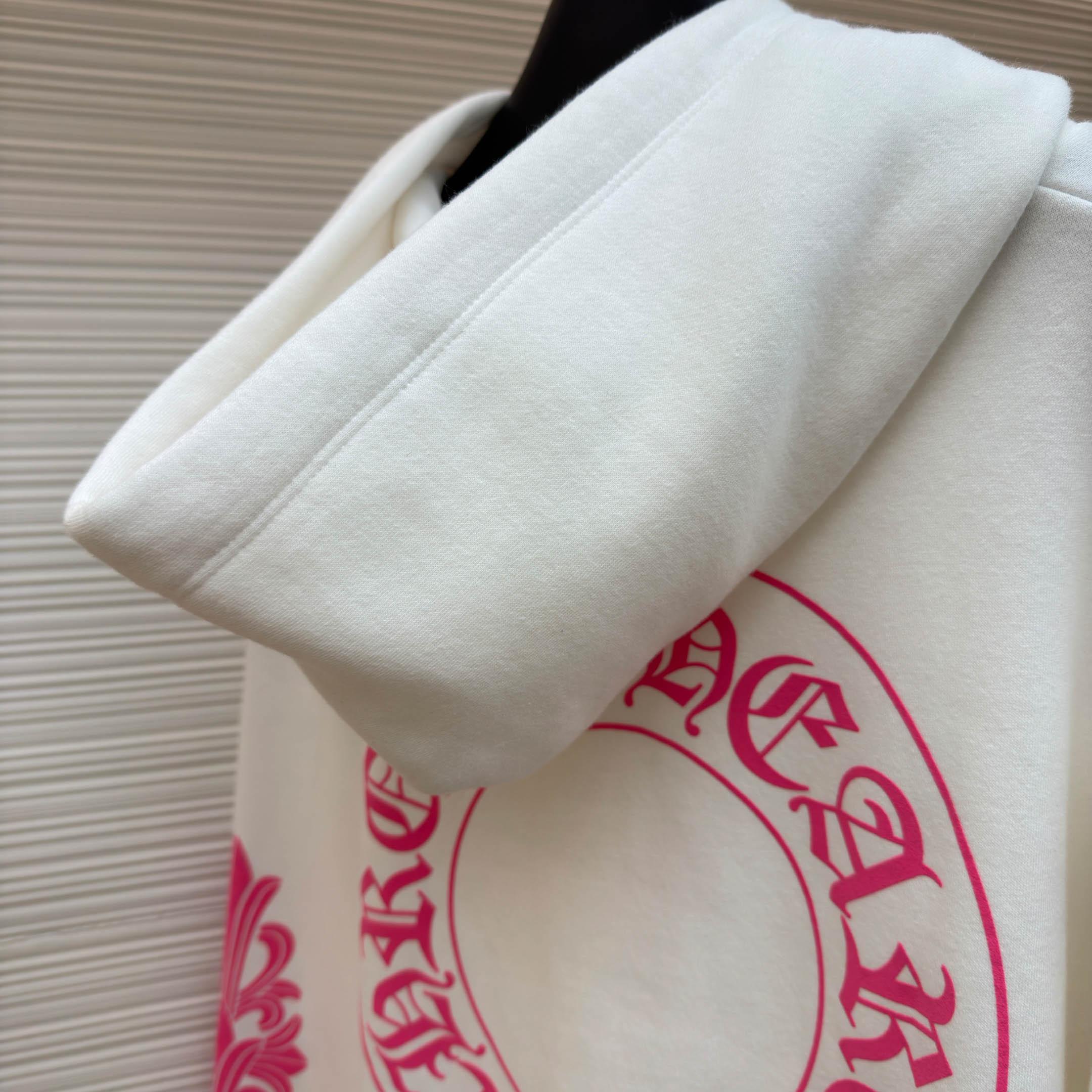 Chrome Hearts Pink Horseshoe Floral Sleeve Pullover Hoodie - DesignerGu