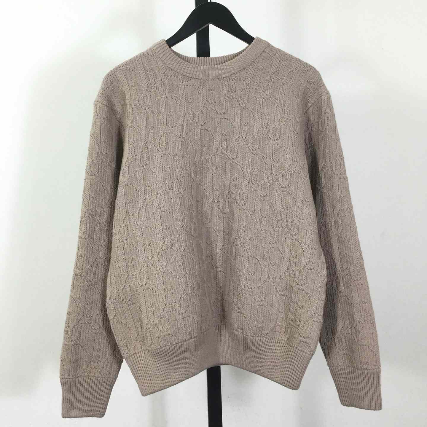 Dior Oblique Sweater Beige Cotton-Blend Jacquard - DesignerGu