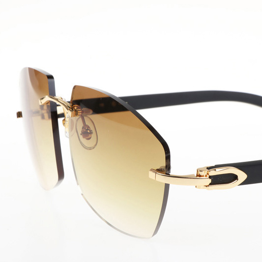 Cartier CT 4189706 Black Wood Sunglasses In Gold Gradient Brown - DesignerGu