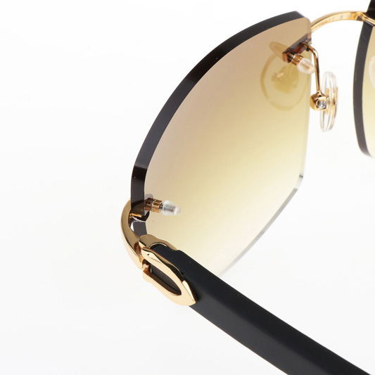 Cartier CT 4189706 Black Wood Sunglasses In Gold Gradient Brown - DesignerGu