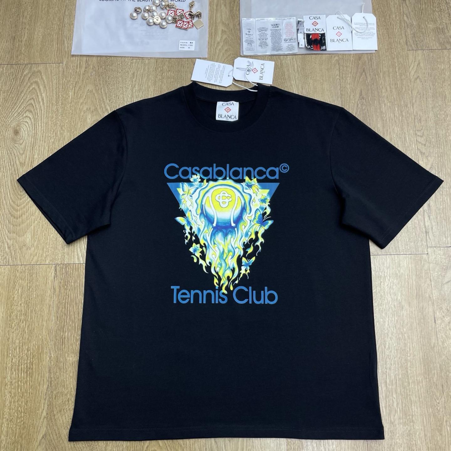 Casablanca Black Tennis Club Icon Short Sleeve T‑shirt C1123 - DesignerGu