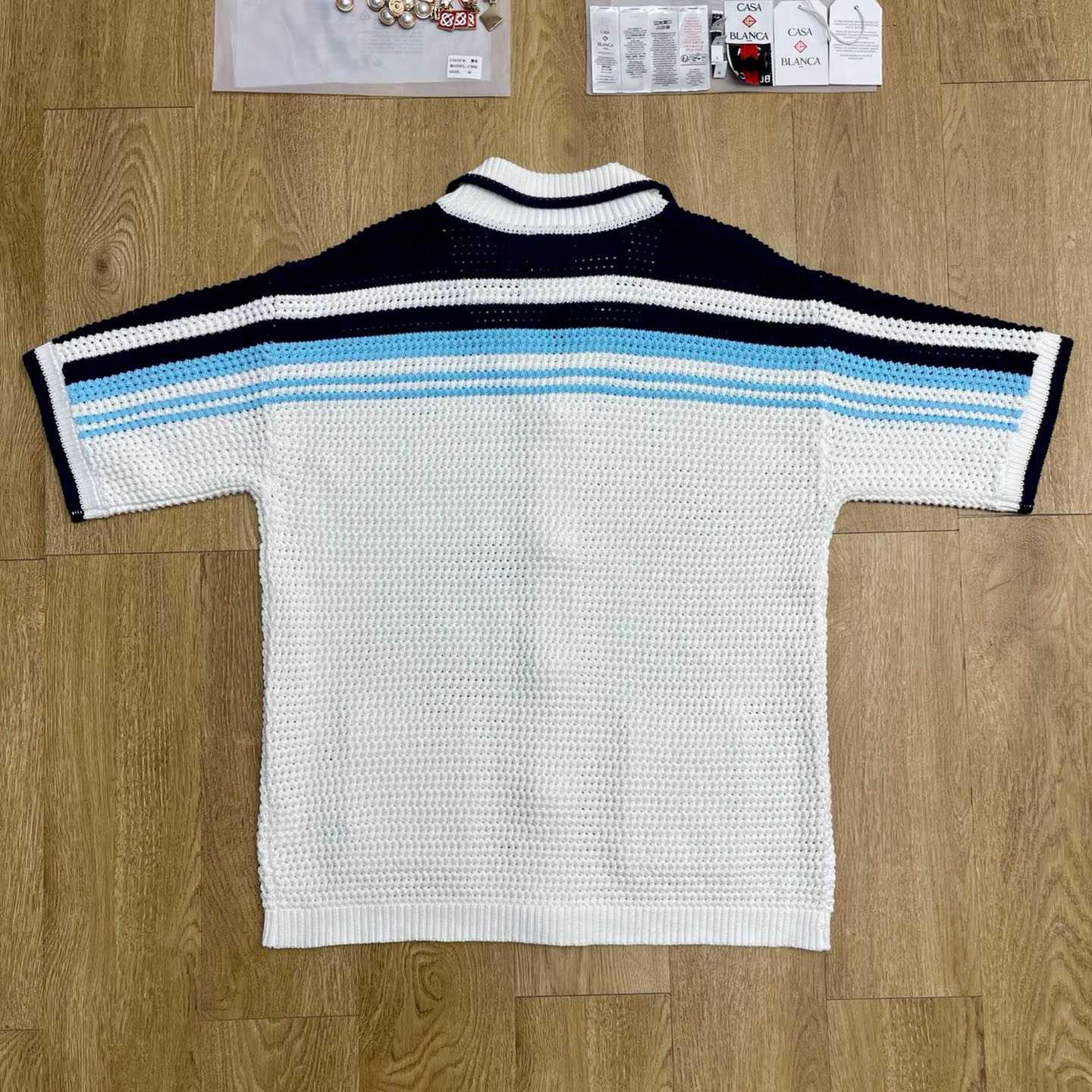 Casablanca Tennis Cotton Crochet Short Sleeve Shirt Z6038 - DesignerGu