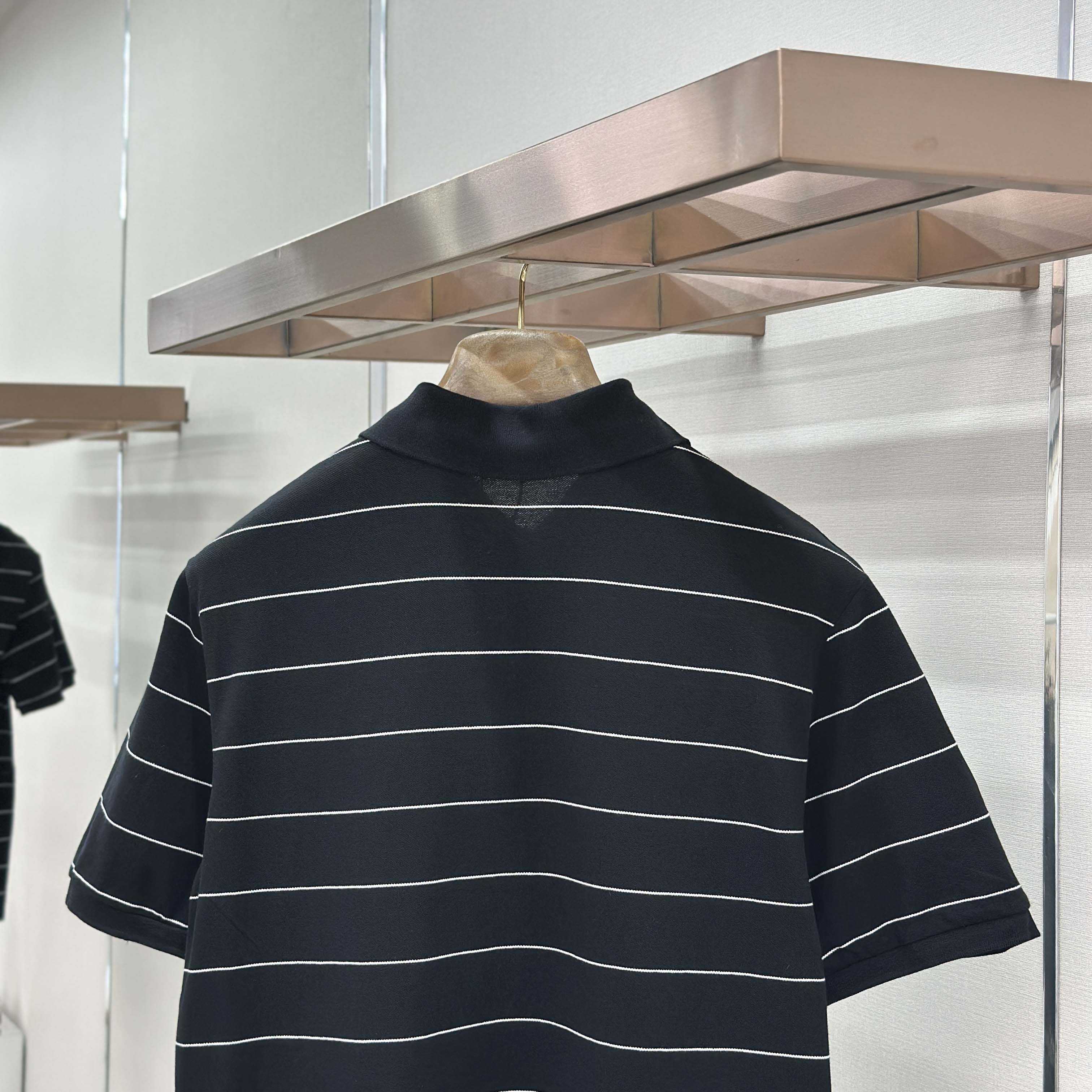 Saint Laurent Cassandre Polo Shirt in Striped Piqué - DesignerGu